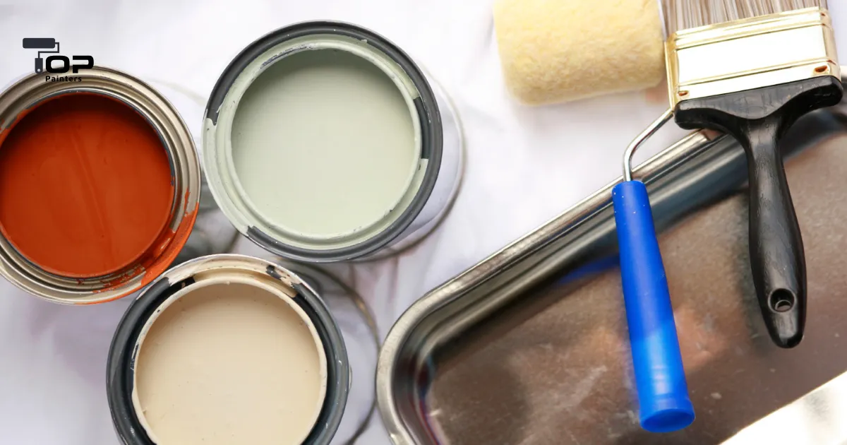 Three different plastic paints and some other tools.