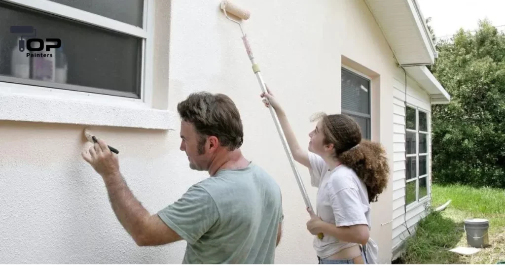 They are painting the Exterior walls of a house.