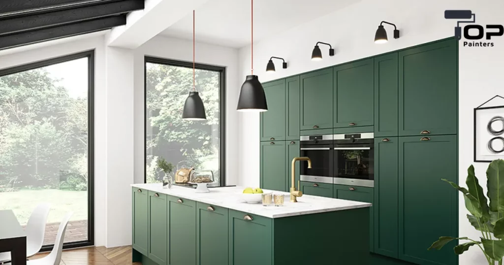 A green white kitchen