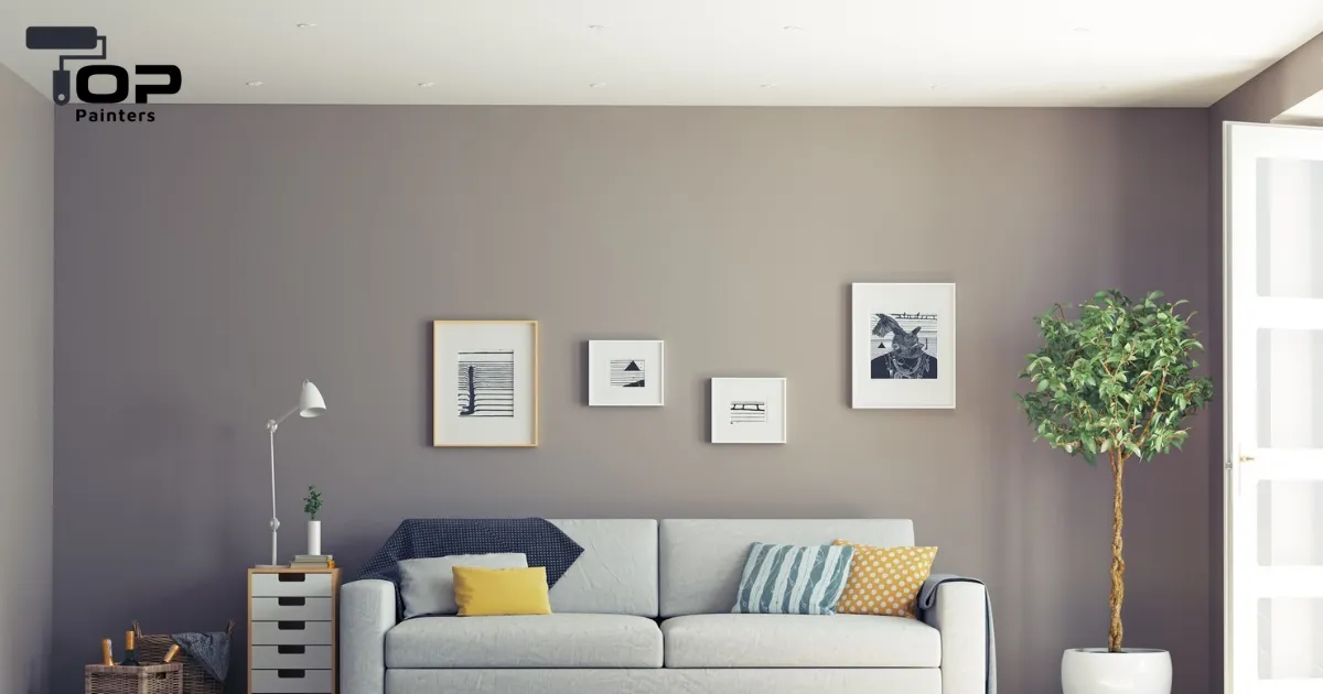 Gray walls and a white sofa