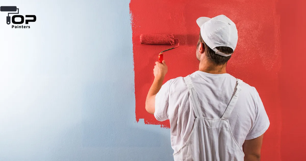 A painter is painting a house with a roller brush