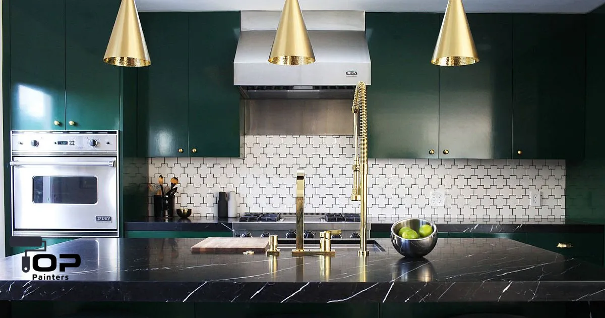 A black green kitchen