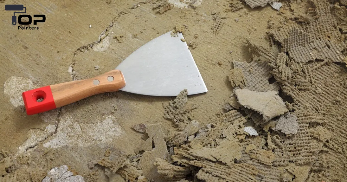 Essential building painting tools, including a putty knife.