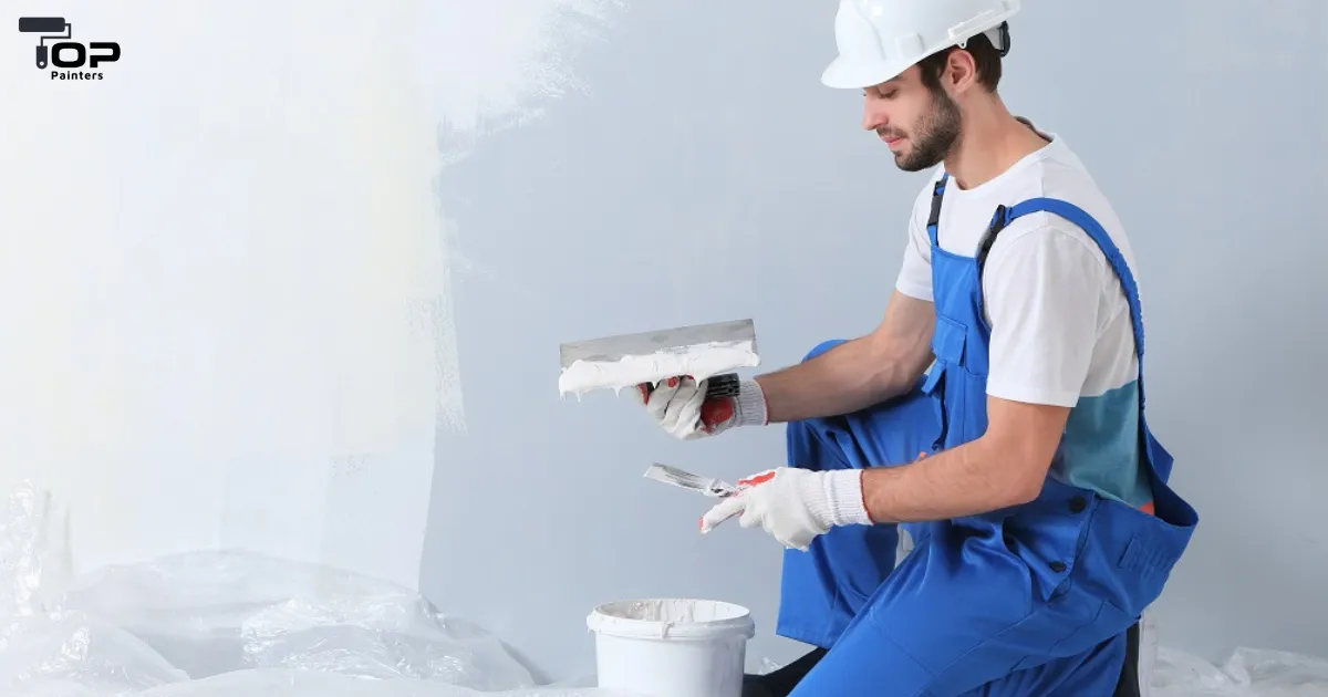 A man painting the interior of a building.