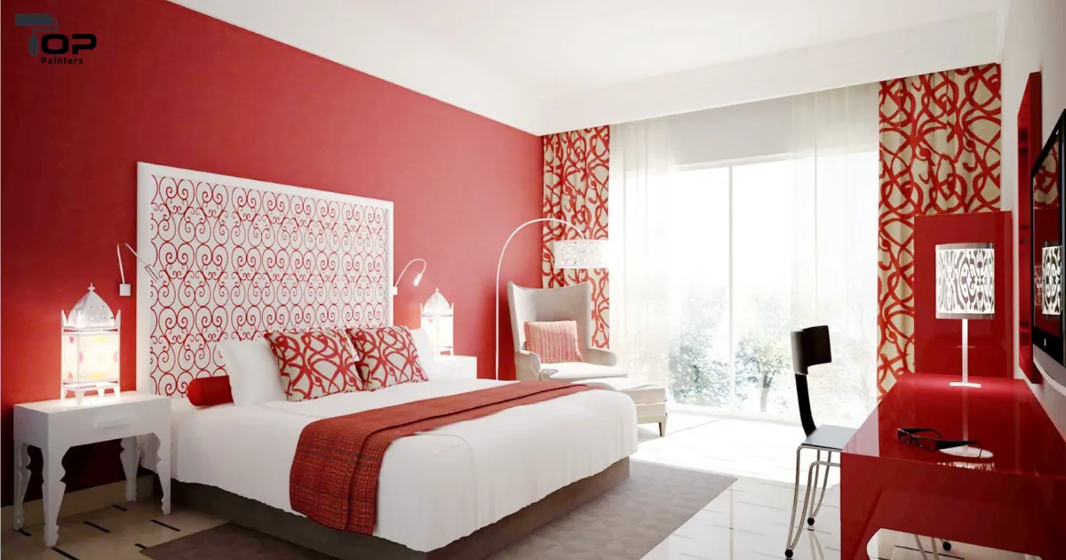 Red Is One of the Suitable Bedroom Colors for Couples.