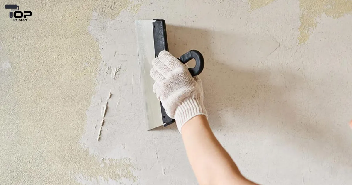 A painter is doing building painting preparation.