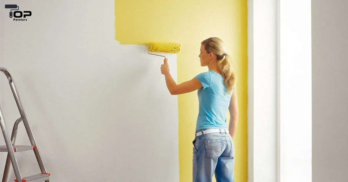 A lady does wall painting